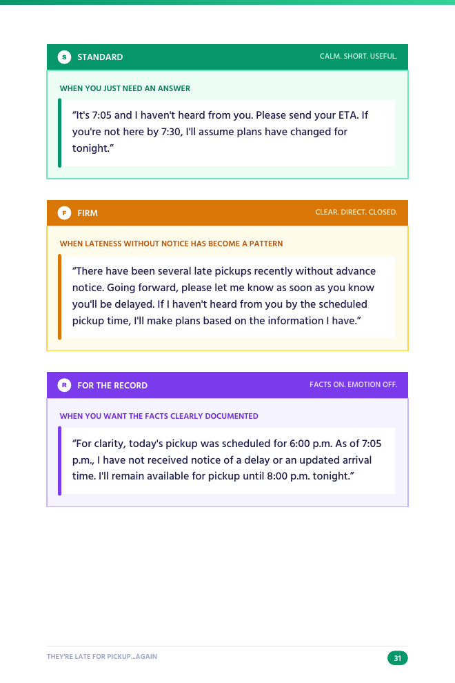 A scenario page from the playbook fanned between the cover and the Emergency Reply Vault